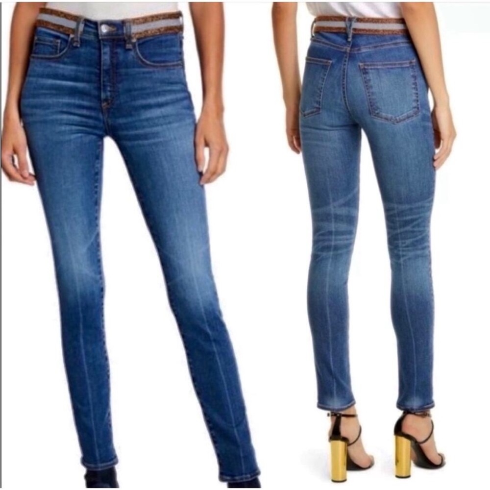 VERONICA BEARD TUCKERNUCK KATE HIGH RISE SKINNY SHIMMER WAIST Blue Denim Jeans